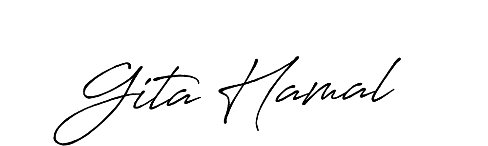 Gita Hamal stylish signature style. Best Handwritten Sign (Antro_Vectra_Bolder) for my name. Handwritten Signature Collection Ideas for my name Gita Hamal. Gita Hamal signature style 7 images and pictures png