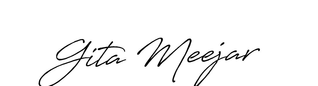 Also You can easily find your signature by using the search form. We will create Gita Meejar name handwritten signature images for you free of cost using Antro_Vectra_Bolder sign style. Gita Meejar signature style 7 images and pictures png