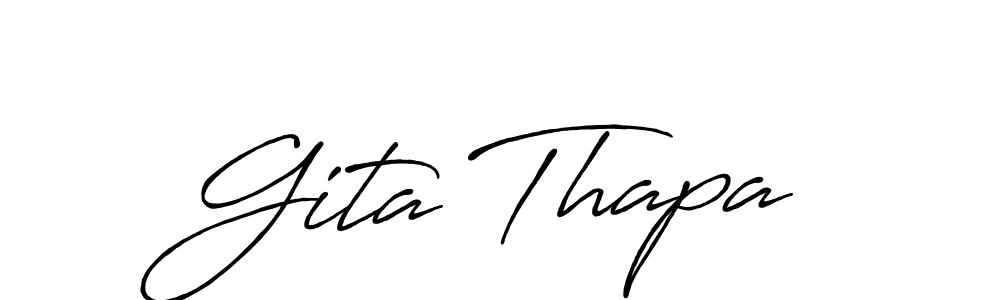 Use a signature maker to create a handwritten signature online. With this signature software, you can design (Antro_Vectra_Bolder) your own signature for name Gita Thapa. Gita Thapa signature style 7 images and pictures png