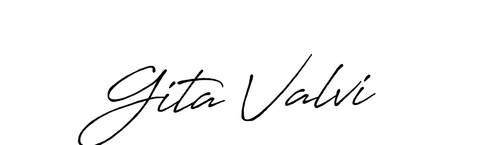 Use a signature maker to create a handwritten signature online. With this signature software, you can design (Antro_Vectra_Bolder) your own signature for name Gita Valvi. Gita Valvi signature style 7 images and pictures png