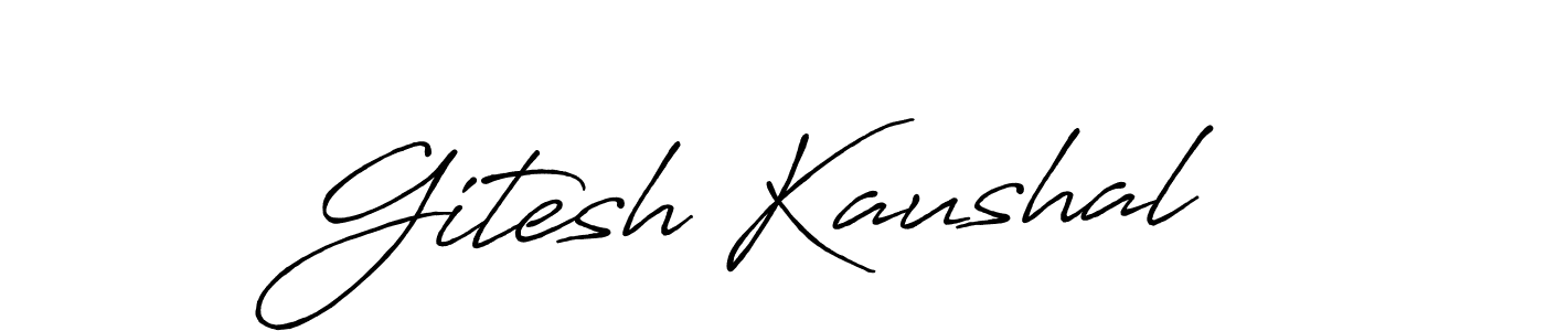 How to make Gitesh Kaushal name signature. Use Antro_Vectra_Bolder style for creating short signs online. This is the latest handwritten sign. Gitesh Kaushal signature style 7 images and pictures png
