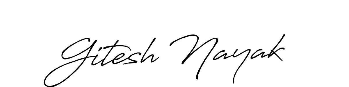 Create a beautiful signature design for name Gitesh Nayak. With this signature (Antro_Vectra_Bolder) fonts, you can make a handwritten signature for free. Gitesh Nayak signature style 7 images and pictures png