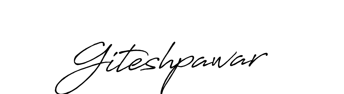 Make a beautiful signature design for name Giteshpawar. With this signature (Antro_Vectra_Bolder) style, you can create a handwritten signature for free. Giteshpawar signature style 7 images and pictures png