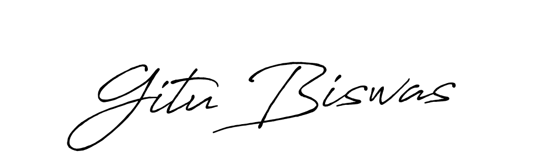 How to make Gitu Biswas name signature. Use Antro_Vectra_Bolder style for creating short signs online. This is the latest handwritten sign. Gitu Biswas signature style 7 images and pictures png