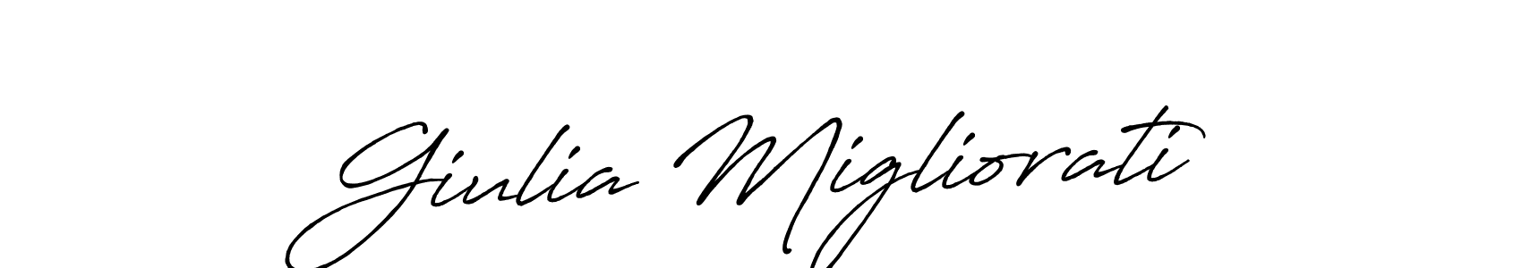 Create a beautiful signature design for name Giulia Migliorati. With this signature (Antro_Vectra_Bolder) fonts, you can make a handwritten signature for free. Giulia Migliorati signature style 7 images and pictures png