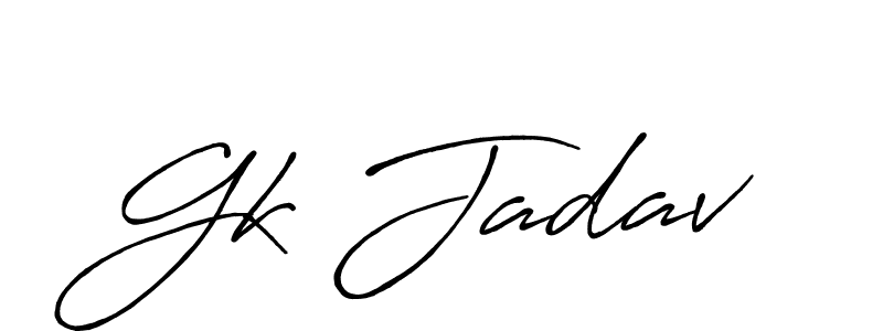 How to make Gk Jadav signature? Antro_Vectra_Bolder is a professional autograph style. Create handwritten signature for Gk Jadav name. Gk Jadav signature style 7 images and pictures png