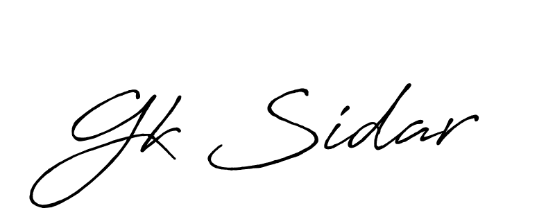 Also You can easily find your signature by using the search form. We will create Gk Sidar name handwritten signature images for you free of cost using Antro_Vectra_Bolder sign style. Gk Sidar signature style 7 images and pictures png