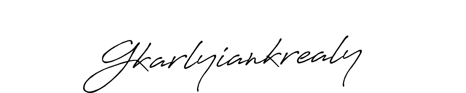 The best way (Antro_Vectra_Bolder) to make a short signature is to pick only two or three words in your name. The name Gkarlyiankrealy include a total of six letters. For converting this name. Gkarlyiankrealy signature style 7 images and pictures png
