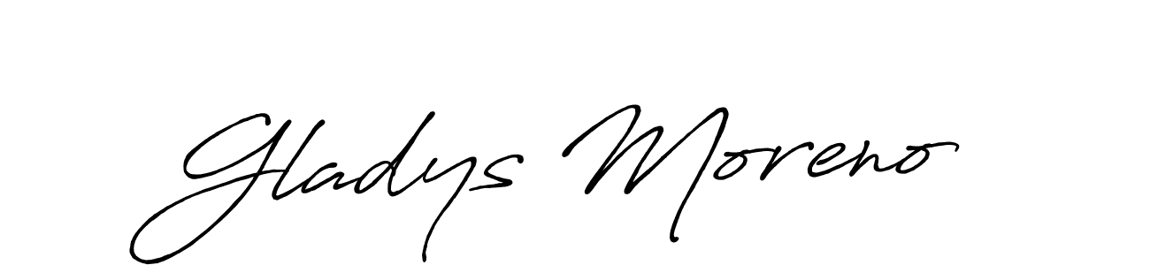 How to make Gladys Moreno name signature. Use Antro_Vectra_Bolder style for creating short signs online. This is the latest handwritten sign. Gladys Moreno signature style 7 images and pictures png