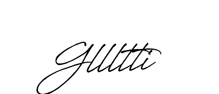 The best way (Antro_Vectra_Bolder) to make a short signature is to pick only two or three words in your name. The name Gllltti include a total of six letters. For converting this name. Gllltti signature style 7 images and pictures png