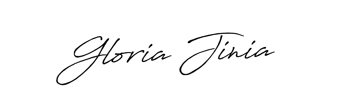 How to make Gloria Jinia name signature. Use Antro_Vectra_Bolder style for creating short signs online. This is the latest handwritten sign. Gloria Jinia signature style 7 images and pictures png