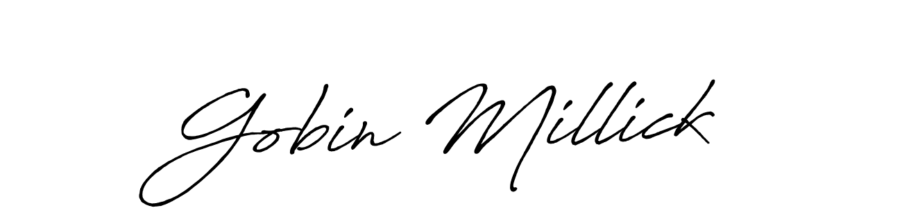 How to make Gobin Millick name signature. Use Antro_Vectra_Bolder style for creating short signs online. This is the latest handwritten sign. Gobin Millick signature style 7 images and pictures png