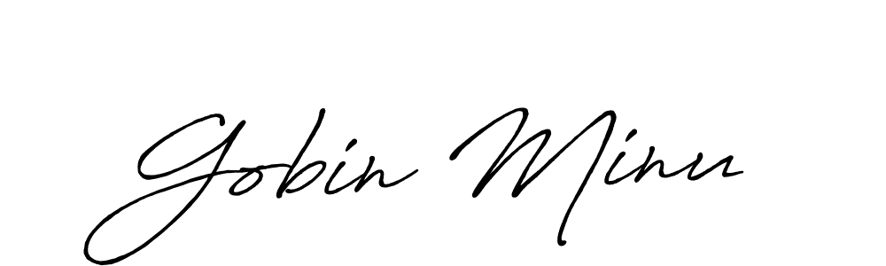 How to make Gobin Minu name signature. Use Antro_Vectra_Bolder style for creating short signs online. This is the latest handwritten sign. Gobin Minu signature style 7 images and pictures png