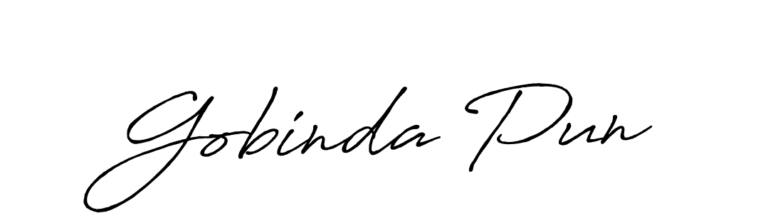 You should practise on your own different ways (Antro_Vectra_Bolder) to write your name (Gobinda Pun) in signature. don't let someone else do it for you. Gobinda Pun signature style 7 images and pictures png