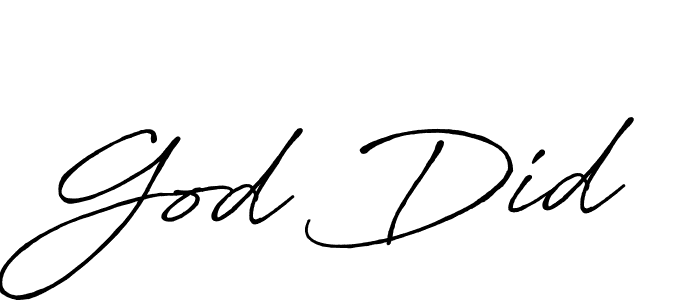 Use a signature maker to create a handwritten signature online. With this signature software, you can design (Antro_Vectra_Bolder) your own signature for name God Did. God Did signature style 7 images and pictures png