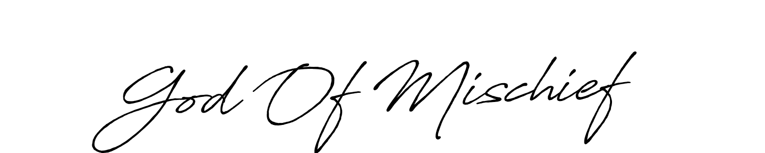 How to make God Of Mischief name signature. Use Antro_Vectra_Bolder style for creating short signs online. This is the latest handwritten sign. God Of Mischief signature style 7 images and pictures png