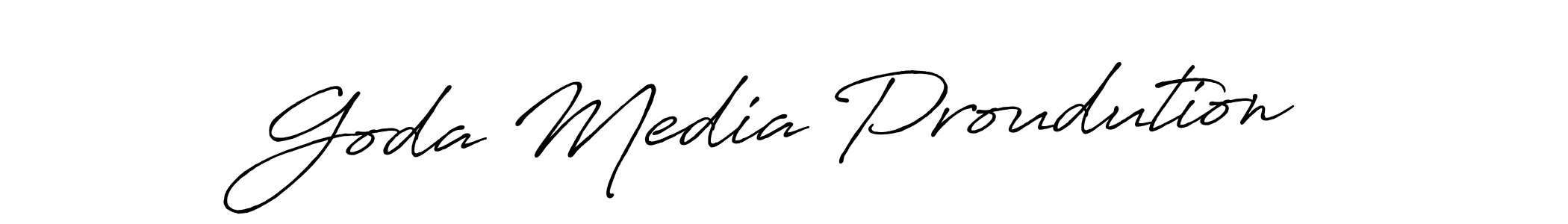 Also we have Goda Media Proudution name is the best signature style. Create professional handwritten signature collection using Antro_Vectra_Bolder autograph style. Goda Media Proudution signature style 7 images and pictures png
