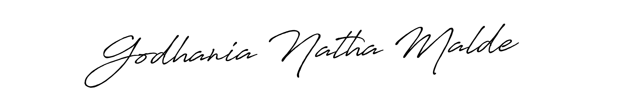 Design your own signature with our free online signature maker. With this signature software, you can create a handwritten (Antro_Vectra_Bolder) signature for name Godhania Natha Malde. Godhania Natha Malde signature style 7 images and pictures png