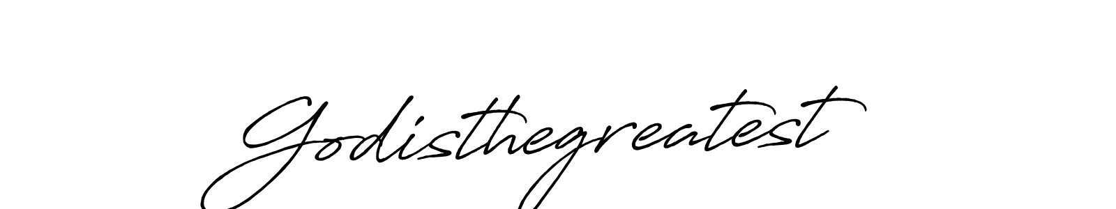 Use a signature maker to create a handwritten signature online. With this signature software, you can design (Antro_Vectra_Bolder) your own signature for name Godisthegreatest. Godisthegreatest signature style 7 images and pictures png