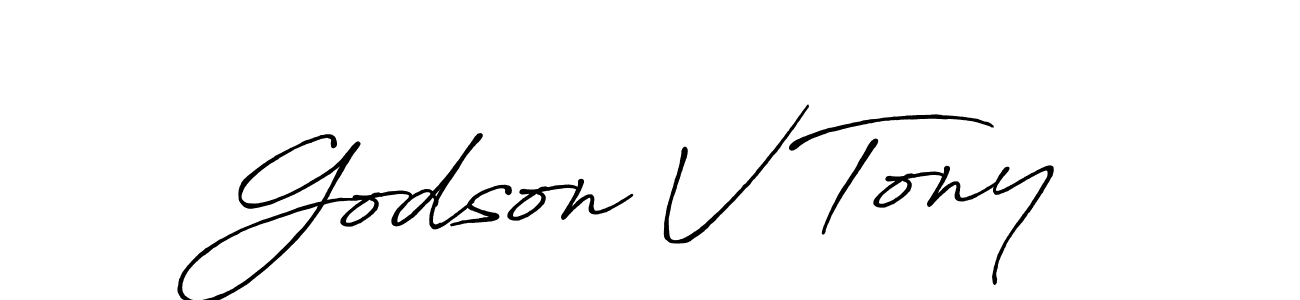 Use a signature maker to create a handwritten signature online. With this signature software, you can design (Antro_Vectra_Bolder) your own signature for name Godson V Tony. Godson V Tony signature style 7 images and pictures png