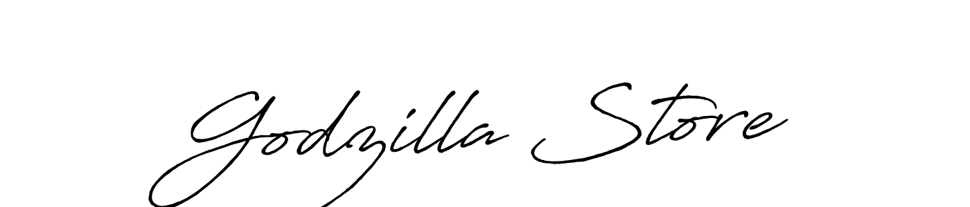 Godzilla Store stylish signature style. Best Handwritten Sign (Antro_Vectra_Bolder) for my name. Handwritten Signature Collection Ideas for my name Godzilla Store. Godzilla Store signature style 7 images and pictures png