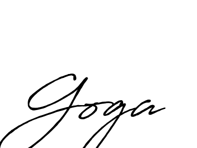Use a signature maker to create a handwritten signature online. With this signature software, you can design (Antro_Vectra_Bolder) your own signature for name Goga. Goga signature style 7 images and pictures png