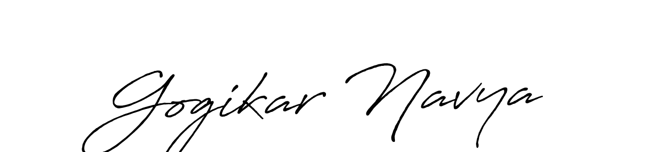 Make a beautiful signature design for name Gogikar Navya. With this signature (Antro_Vectra_Bolder) style, you can create a handwritten signature for free. Gogikar Navya signature style 7 images and pictures png