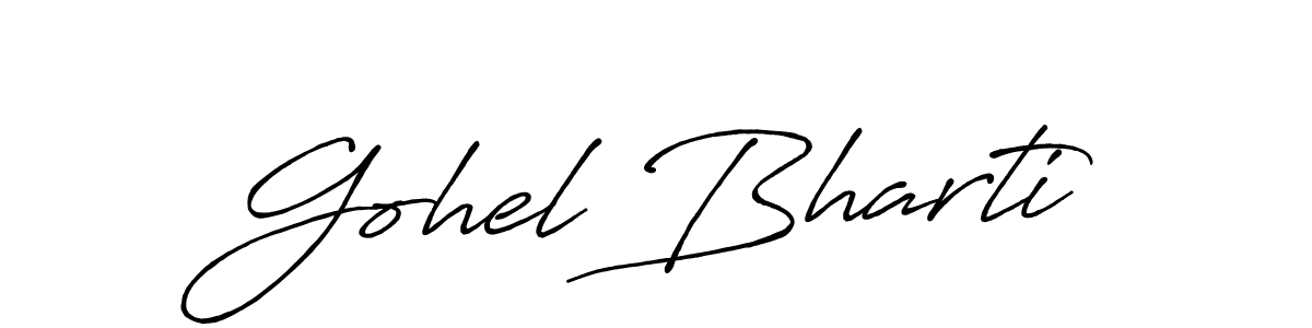 if you are searching for the best signature style for your name Gohel Bharti. so please give up your signature search. here we have designed multiple signature styles  using Antro_Vectra_Bolder. Gohel Bharti signature style 7 images and pictures png