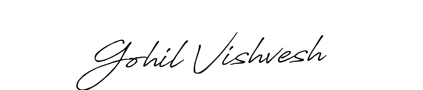 Make a beautiful signature design for name Gohil Vishvesh. With this signature (Antro_Vectra_Bolder) style, you can create a handwritten signature for free. Gohil Vishvesh signature style 7 images and pictures png