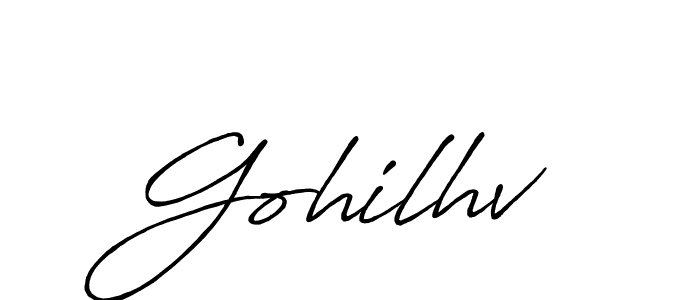 if you are searching for the best signature style for your name Gohilhv. so please give up your signature search. here we have designed multiple signature styles  using Antro_Vectra_Bolder. Gohilhv signature style 7 images and pictures png