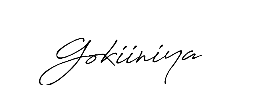 Make a beautiful signature design for name Gokiiniya. With this signature (Antro_Vectra_Bolder) style, you can create a handwritten signature for free. Gokiiniya signature style 7 images and pictures png