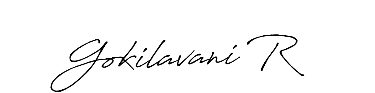 How to make Gokilavani R name signature. Use Antro_Vectra_Bolder style for creating short signs online. This is the latest handwritten sign. Gokilavani R signature style 7 images and pictures png