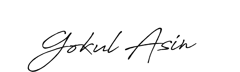 Create a beautiful signature design for name Gokul Asin. With this signature (Antro_Vectra_Bolder) fonts, you can make a handwritten signature for free. Gokul Asin signature style 7 images and pictures png