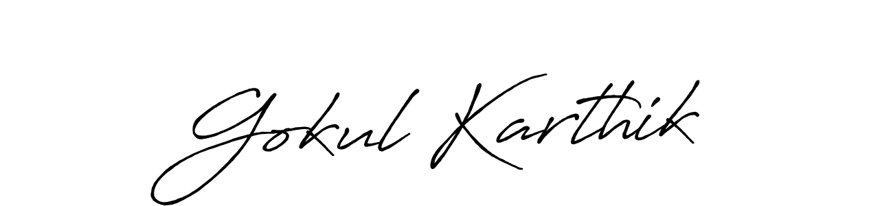Create a beautiful signature design for name Gokul Karthik. With this signature (Antro_Vectra_Bolder) fonts, you can make a handwritten signature for free. Gokul Karthik signature style 7 images and pictures png
