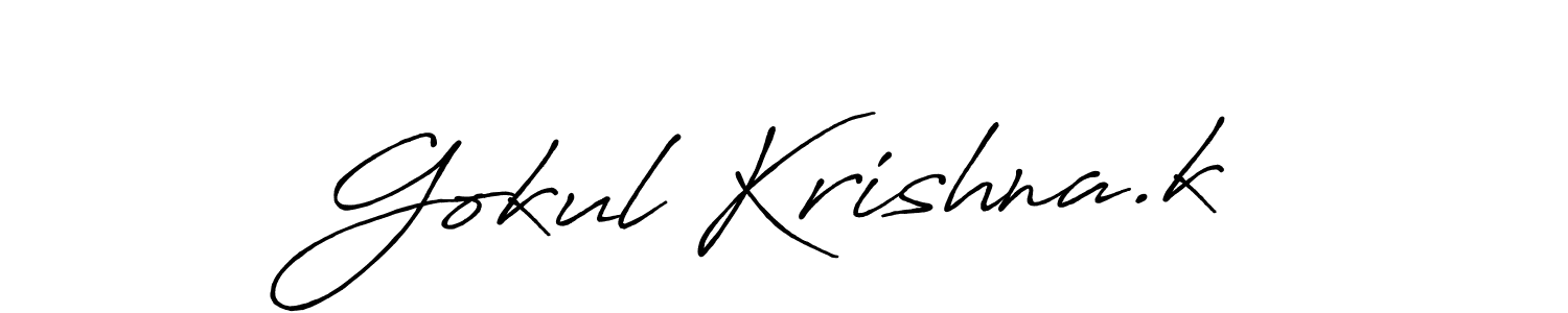 Create a beautiful signature design for name Gokul Krishna.k. With this signature (Antro_Vectra_Bolder) fonts, you can make a handwritten signature for free. Gokul Krishna.k signature style 7 images and pictures png