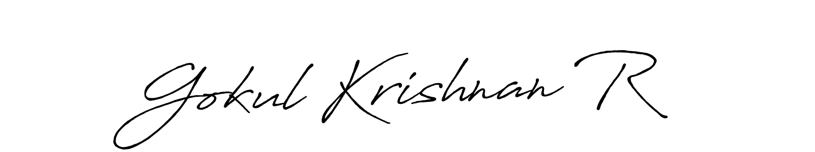 Create a beautiful signature design for name Gokul Krishnan R. With this signature (Antro_Vectra_Bolder) fonts, you can make a handwritten signature for free. Gokul Krishnan R signature style 7 images and pictures png