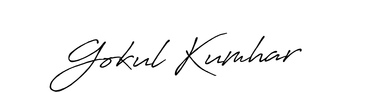 Create a beautiful signature design for name Gokul Kumhar. With this signature (Antro_Vectra_Bolder) fonts, you can make a handwritten signature for free. Gokul Kumhar signature style 7 images and pictures png