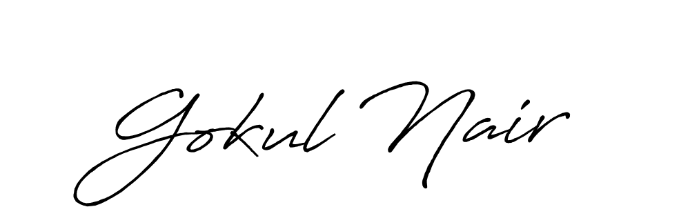 How to make Gokul Nair name signature. Use Antro_Vectra_Bolder style for creating short signs online. This is the latest handwritten sign. Gokul Nair signature style 7 images and pictures png