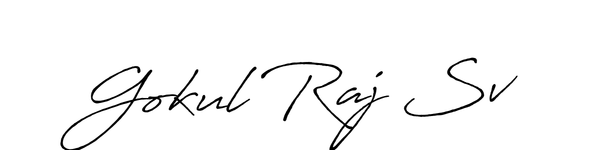 Antro_Vectra_Bolder is a professional signature style that is perfect for those who want to add a touch of class to their signature. It is also a great choice for those who want to make their signature more unique. Get Gokul Raj Sv name to fancy signature for free. Gokul Raj Sv signature style 7 images and pictures png
