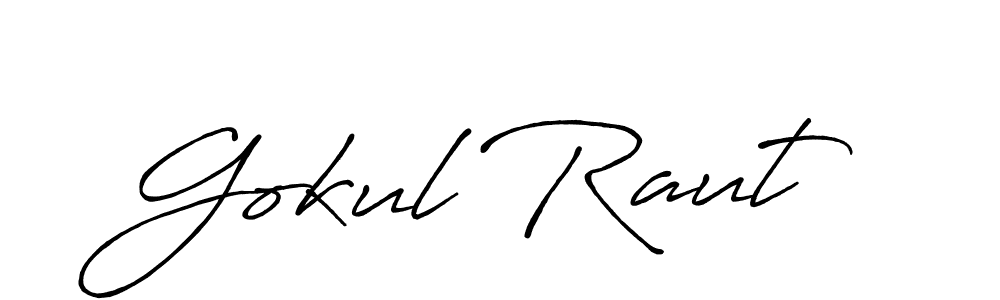 The best way (Antro_Vectra_Bolder) to make a short signature is to pick only two or three words in your name. The name Gokul Raut include a total of six letters. For converting this name. Gokul Raut signature style 7 images and pictures png
