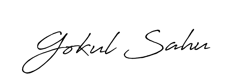 You should practise on your own different ways (Antro_Vectra_Bolder) to write your name (Gokul Sahu) in signature. don't let someone else do it for you. Gokul Sahu signature style 7 images and pictures png