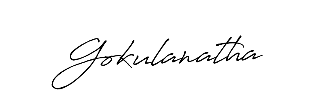 Make a beautiful signature design for name Gokulanatha. With this signature (Antro_Vectra_Bolder) style, you can create a handwritten signature for free. Gokulanatha signature style 7 images and pictures png