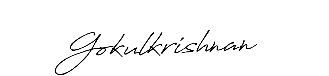 Make a beautiful signature design for name Gokulkrishnan. With this signature (Antro_Vectra_Bolder) style, you can create a handwritten signature for free. Gokulkrishnan signature style 7 images and pictures png