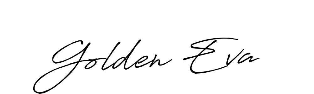 if you are searching for the best signature style for your name Golden Eva. so please give up your signature search. here we have designed multiple signature styles  using Antro_Vectra_Bolder. Golden Eva signature style 7 images and pictures png