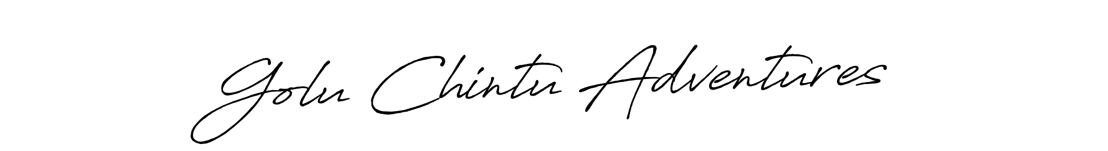 How to make Golu Chintu Adventures name signature. Use Antro_Vectra_Bolder style for creating short signs online. This is the latest handwritten sign. Golu Chintu Adventures signature style 7 images and pictures png