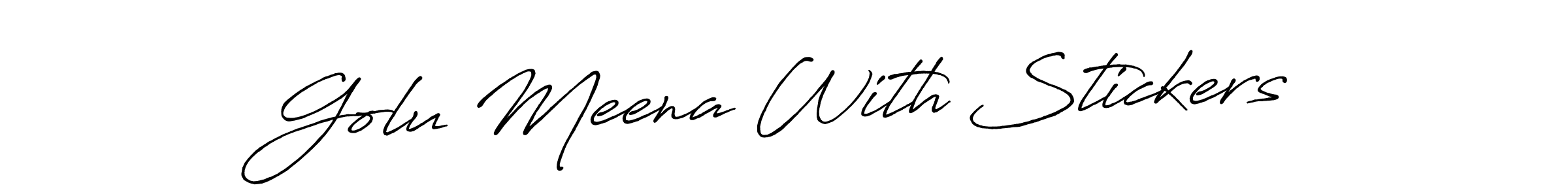 Also You can easily find your signature by using the search form. We will create Golu Meena With Stickers name handwritten signature images for you free of cost using Antro_Vectra_Bolder sign style. Golu Meena With Stickers signature style 7 images and pictures png