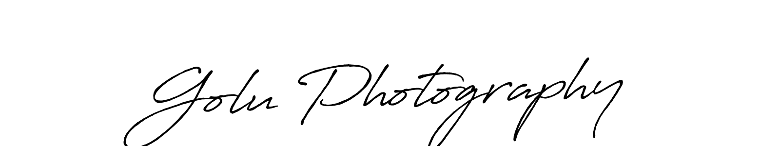 Create a beautiful signature design for name Golu Photography. With this signature (Antro_Vectra_Bolder) fonts, you can make a handwritten signature for free. Golu Photography signature style 7 images and pictures png