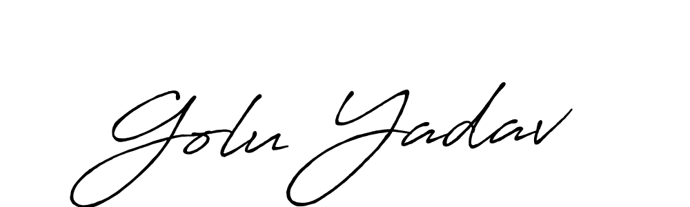 Create a beautiful signature design for name Golu Yadav. With this signature (Antro_Vectra_Bolder) fonts, you can make a handwritten signature for free. Golu Yadav signature style 7 images and pictures png