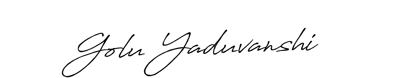 Use a signature maker to create a handwritten signature online. With this signature software, you can design (Antro_Vectra_Bolder) your own signature for name Golu Yaduvanshi. Golu Yaduvanshi signature style 7 images and pictures png