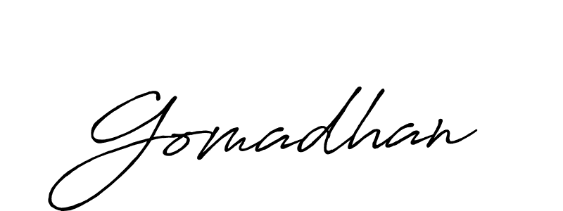 Gomadhan stylish signature style. Best Handwritten Sign (Antro_Vectra_Bolder) for my name. Handwritten Signature Collection Ideas for my name Gomadhan. Gomadhan signature style 7 images and pictures png